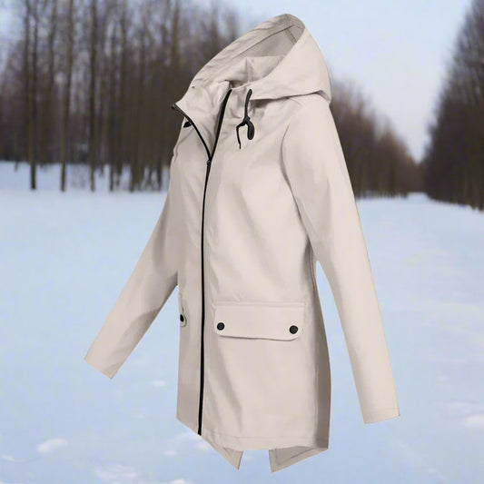 Women's Waterproof Rain Jacket – Hooded, Zip-Up & Longline