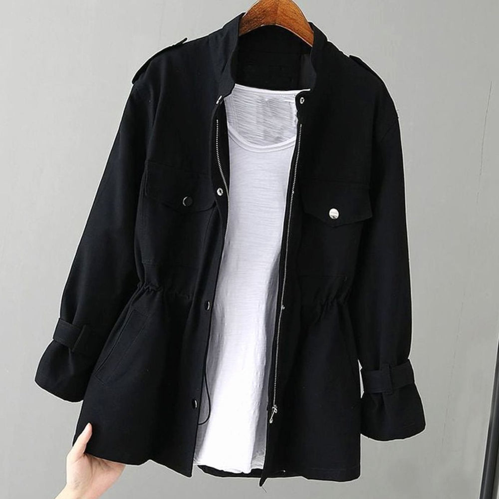 Charlotte | Women's Zip-Up Drawstring-Waist Utility Jacket - 3