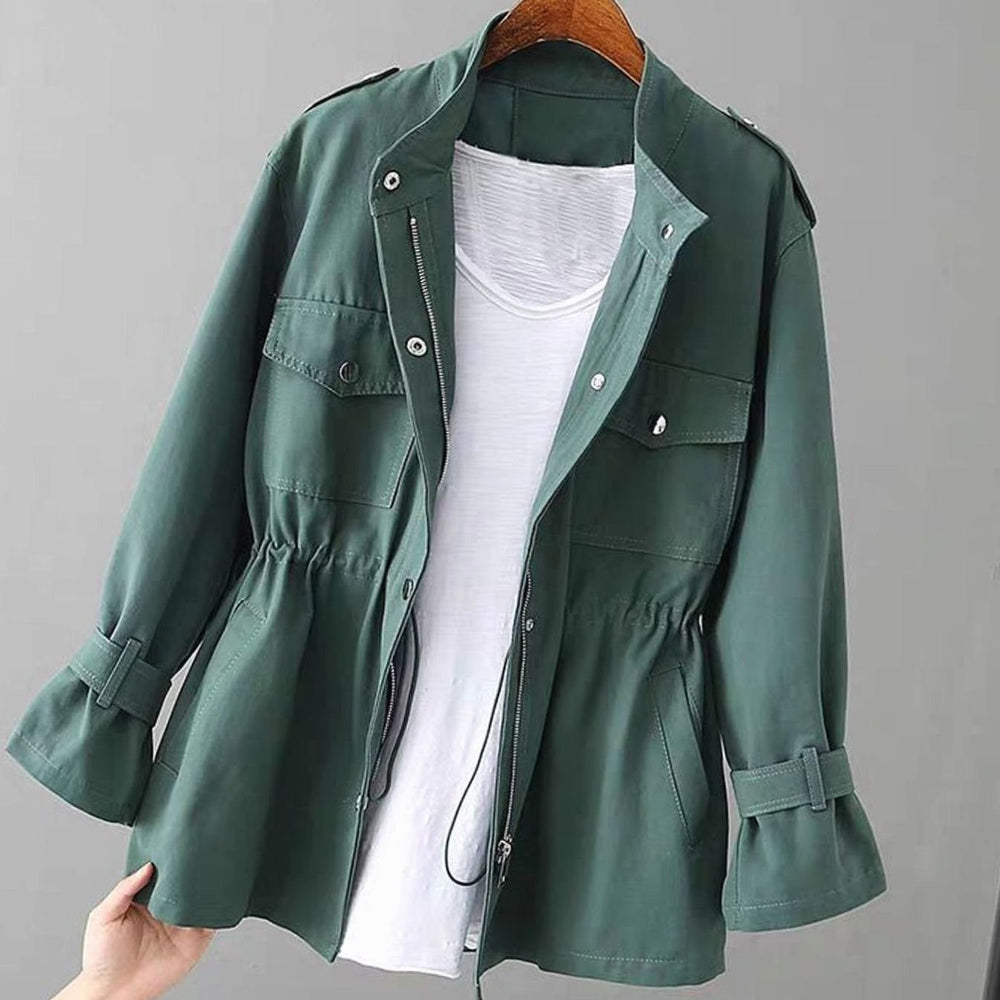 Charlotte | Women's Zip-Up Drawstring-Waist Utility Jacket - 4