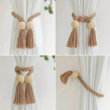 2-Pack Wooden Bead Tassel Curtain Tie Backs | Elegant Home Decor Accessories