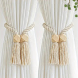 2-Pack Wooden Bead Tassel Curtain Tie Backs | Elegant Home Decor Accessories