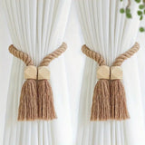 2-Pack Wooden Bead Tassel Curtain Tie Backs | Elegant Home Decor Accessories