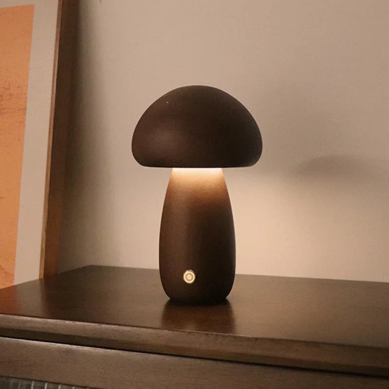 GlowShroom Wooden Mushroom LED Night Light - Eco-Friendly, Soft Glow for Kids' Rooms & Nursery Decor