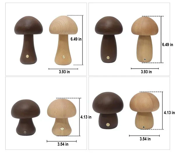 GlowShroom Wooden Mushroom LED Night Light - Eco-Friendly, Soft Glow for Kids' Rooms & Nursery Decor
