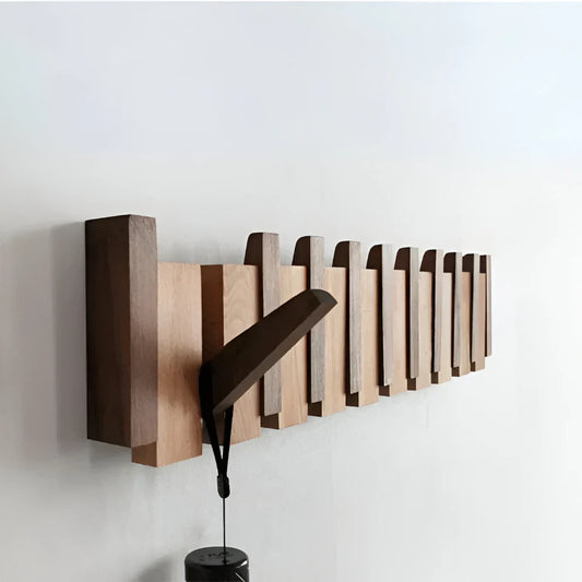 Wall Hook Rack – Wooden Folding Design, Piano Style & Hanging Organizer