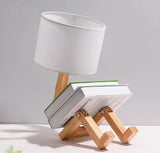 RutanFlex Wooden Table Lamp with Integrated Book Holder - Stylish & Functional Lighting for Home & Office