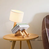 RutanFlex Wooden Table Lamp with Integrated Book Holder - Stylish & Functional Lighting for Home & Office