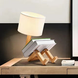 RutanFlex Wooden Table Lamp with Integrated Book Holder - Stylish & Functional Lighting for Home & Office