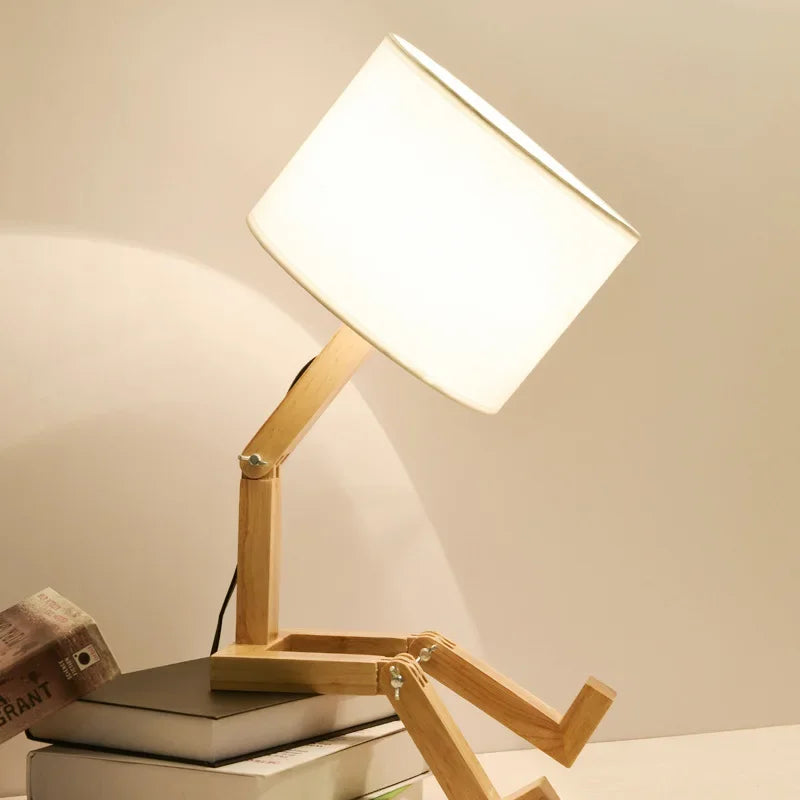 RutanFlex Wooden Table Lamp with Integrated Book Holder - Stylish & Functional Lighting for Home & Office