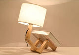 RutanFlex Wooden Table Lamp with Integrated Book Holder - Stylish & Functional Lighting for Home & Office