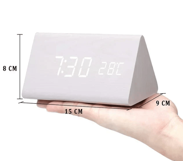 LED Wooden Desk Clock – Voice Activated, Time & Temperature Display