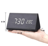 LED Wooden Desk Clock – Voice Activated, Time & Temperature Display