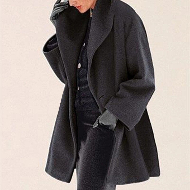 Wool Ladies' Coat with Wide Collar - Mila
