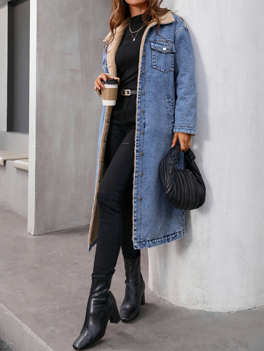 Worn Cropped Blue Denim Jacket - Sofia