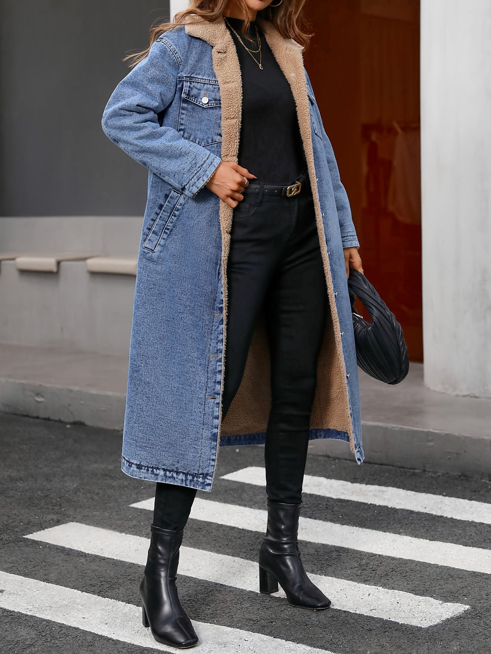 Worn Cropped Blue Denim Jacket - Sofia