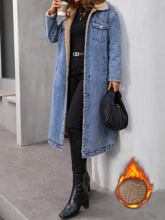 Worn Cropped Blue Denim Jacket - Sofia