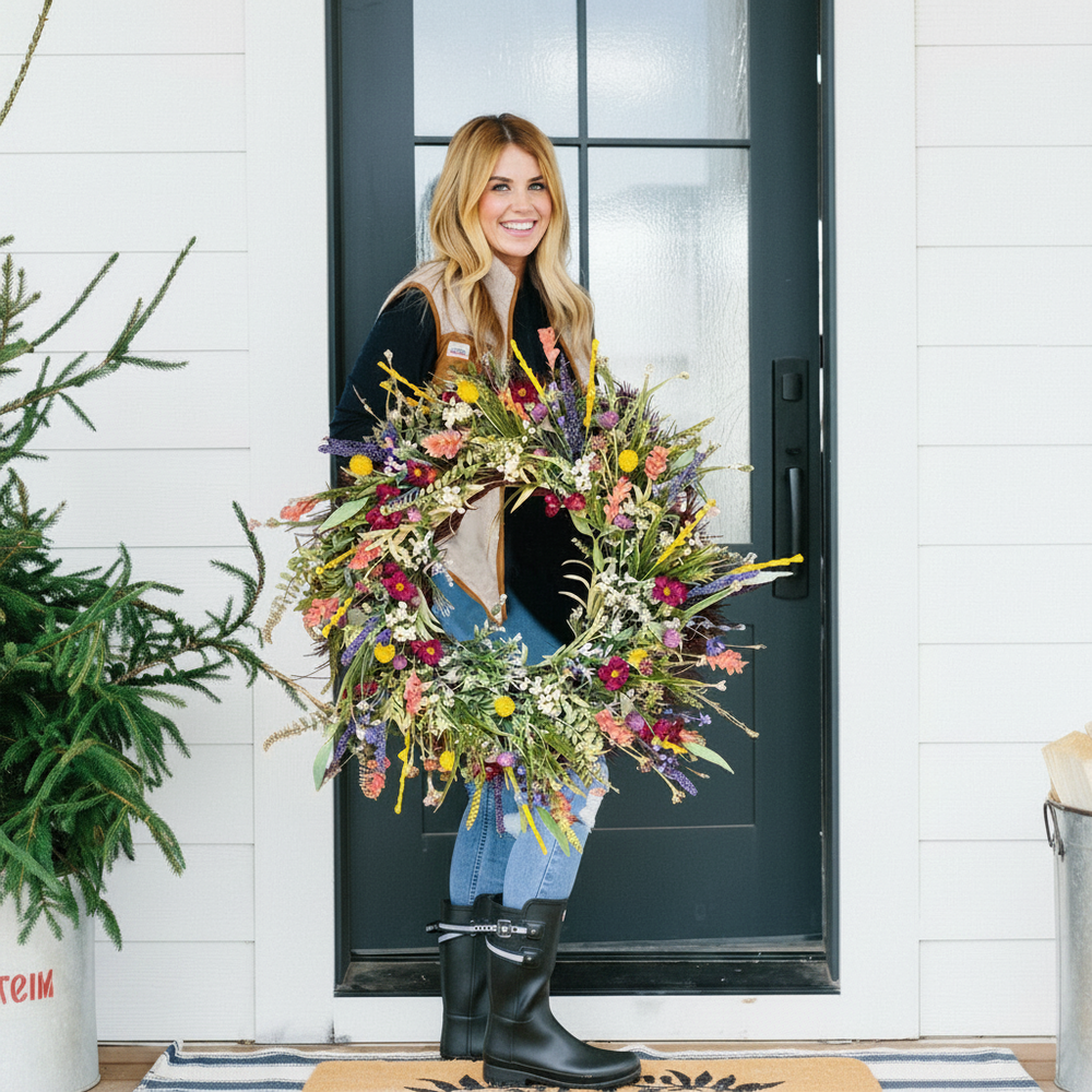 Wreath Front Door Spring Floral Seasonal Decor