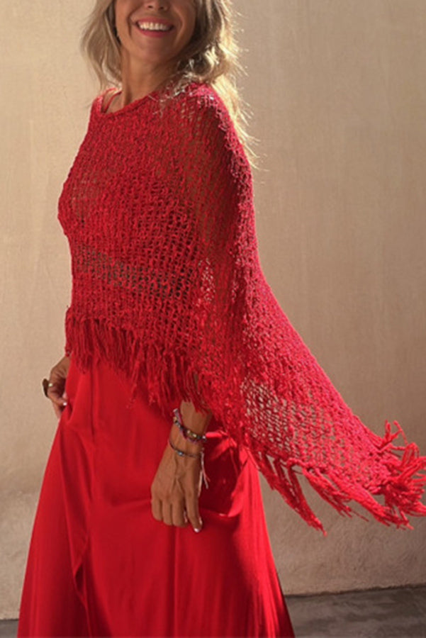 Wynne Tasseled Cut-Out Cover-Up Sweater for Women | Stylish Beachwear & Resort Wear