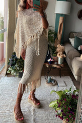 Wynne Tasseled Cut-Out Cover-Up Sweater for Women | Stylish Beachwear & Resort Wear