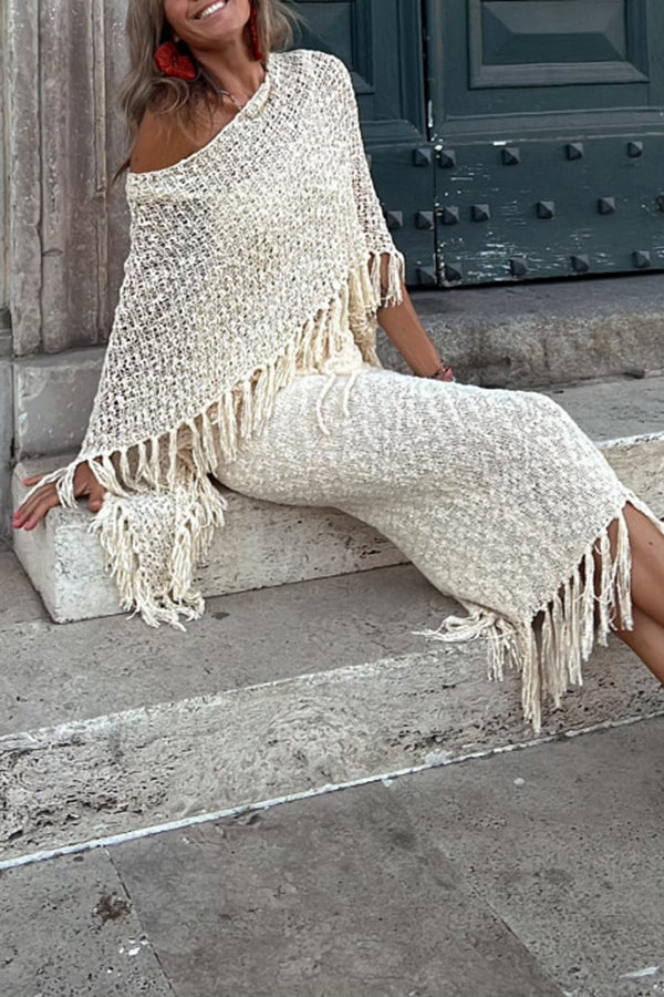 Wynne Tasseled Cut-Out Cover-Up Sweater for Women | Stylish Beachwear & Resort Wear