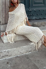 Wynne Tasseled Cut-Out Cover-Up Sweater for Women | Stylish Beachwear & Resort Wear