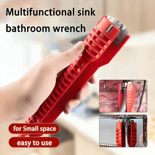 8-in-1 Adjustable Pipe Wrench – Zinc Alloy, 26cm Compact Reach & Multi-Size Plumbing Tool