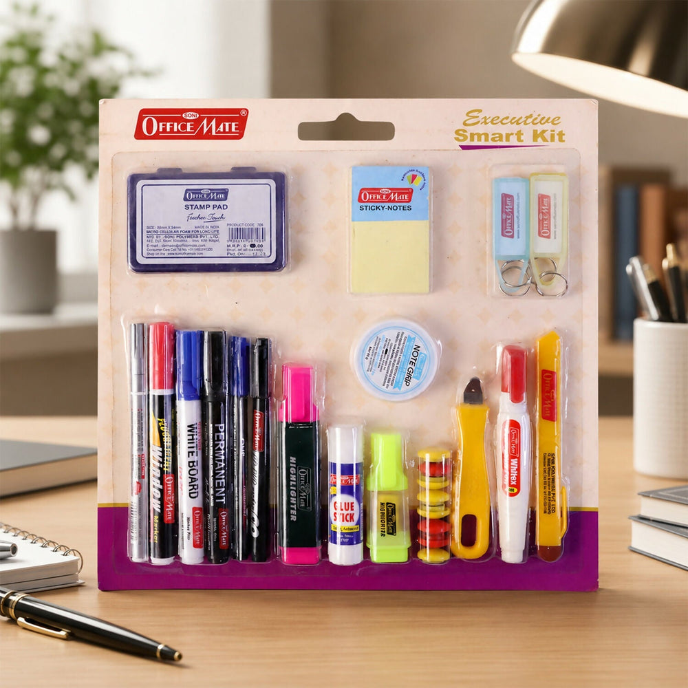 20-Piece Office Stationery Set – Markers, Pens & Adhesive Tools