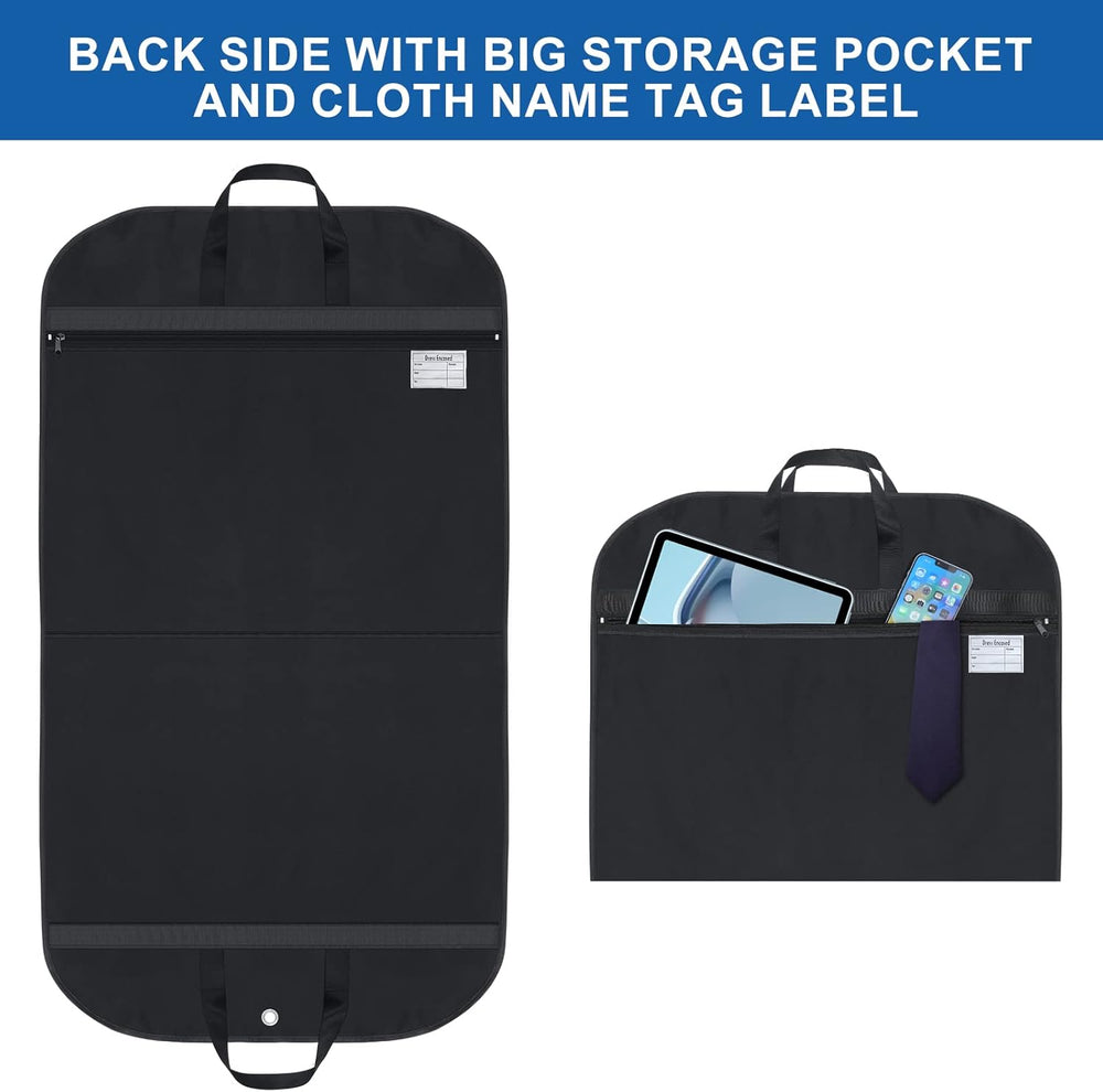Waterproof Oxford Suit Garment Bag – 2-Pack with Gusset & Pockets for Easy Storage & Travel