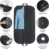 Waterproof Oxford Suit Garment Bag – 2-Pack with Gusset & Pockets for Easy Storage & Travel