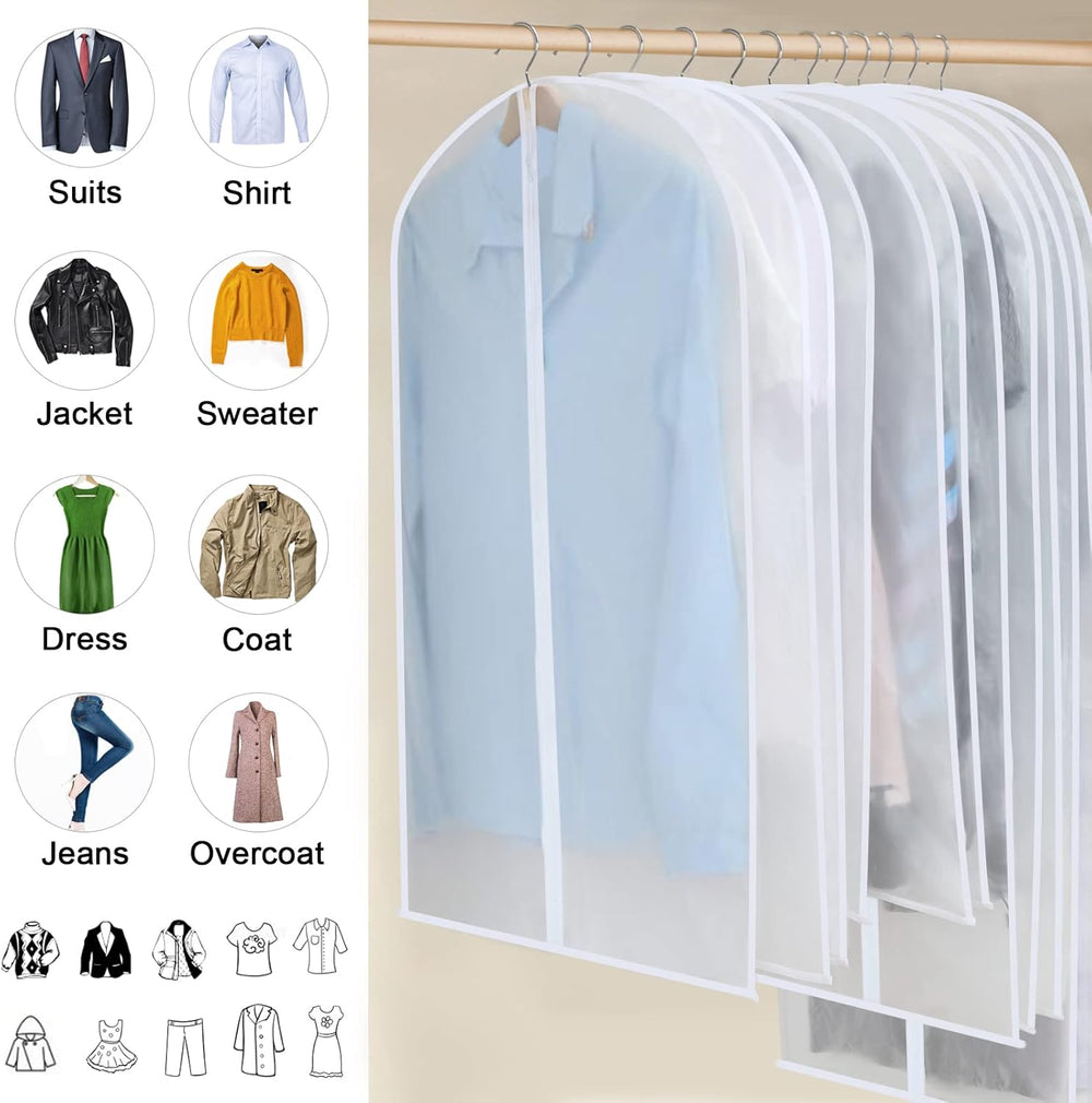 24-Pack PEVA Garment Cover Set – Durable Hanging Garment Bags in 3 Sizes for Clothing Protection and Storage
