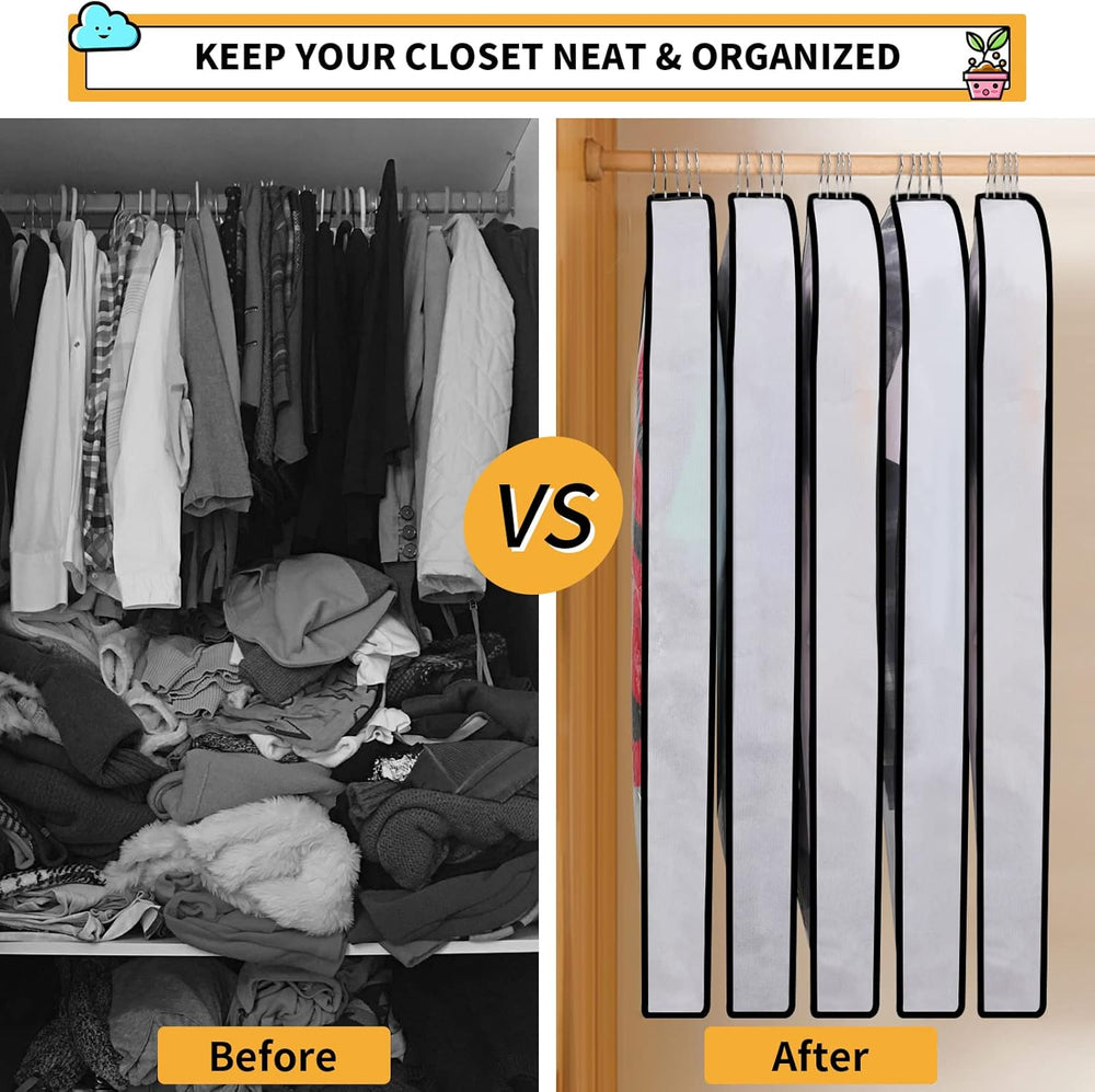 24-Pack PEVA Garment Cover Set – Durable Hanging Garment Bags in 3 Sizes for Clothing Protection and Storage