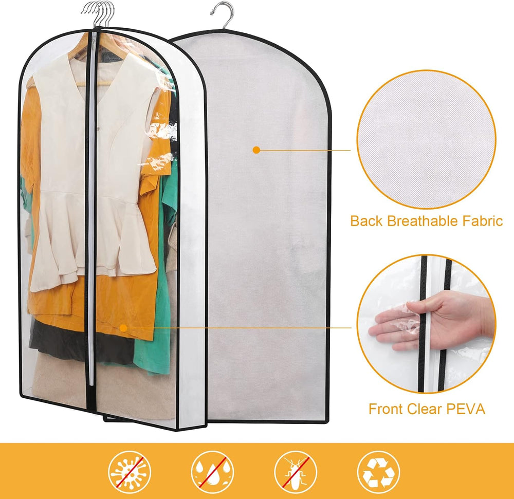 24-Pack PEVA Garment Cover Set – Durable Hanging Garment Bags in 3 Sizes for Clothing Protection and Storage