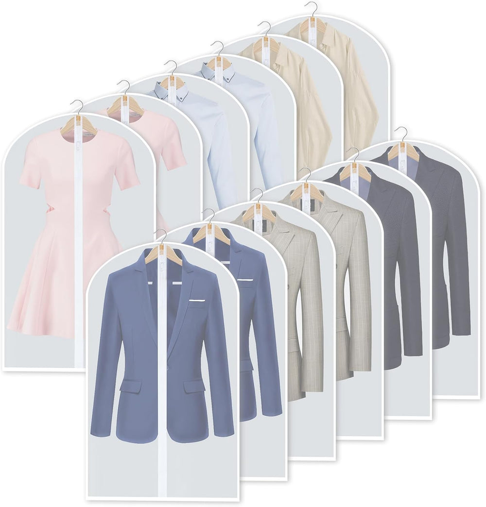 24-Pack PEVA Garment Cover Set – Durable Hanging Garment Bags in 3 Sizes for Clothing Protection and Storage