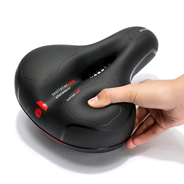 Ergonomic Bike Saddle – Padded, Water-Repellent & Reflective Strip for Universal Seatposts