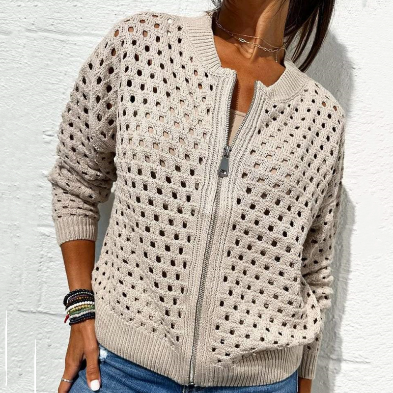 Zipper cardigan with airy structure – Fenja