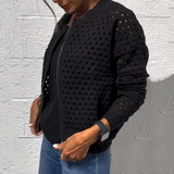 Zipper cardigan with airy structure – Fenja