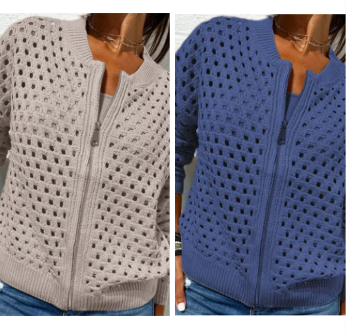 Zipper cardigan with airy structure – Fenja