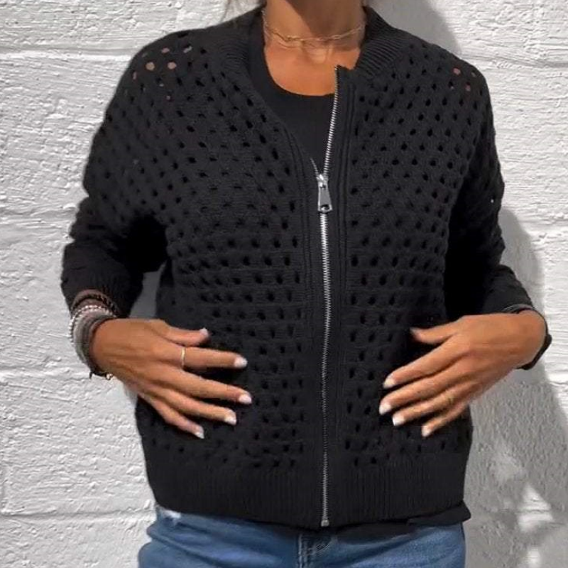 Zipper cardigan with airy structure – Fenja