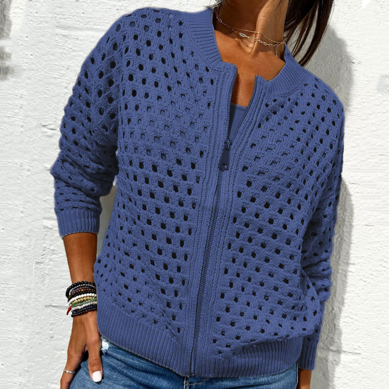 Zipper cardigan with airy structure – Fenja