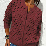 Zipper cardigan with airy structure – Fenja