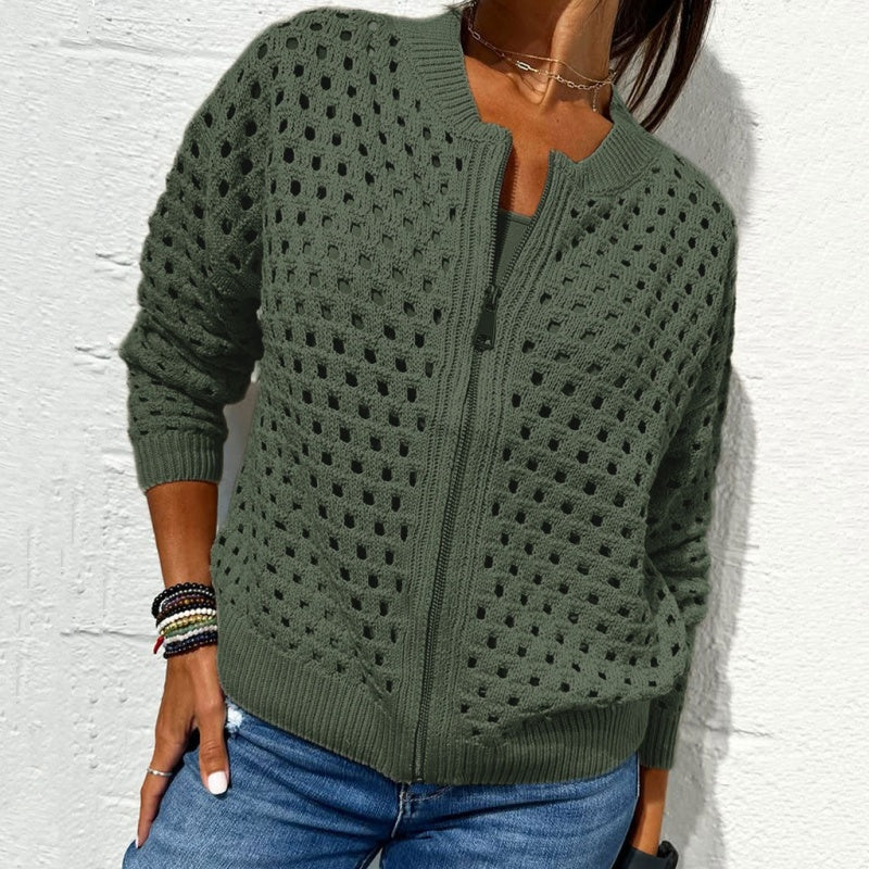 Zipper cardigan with airy structure – Fenja