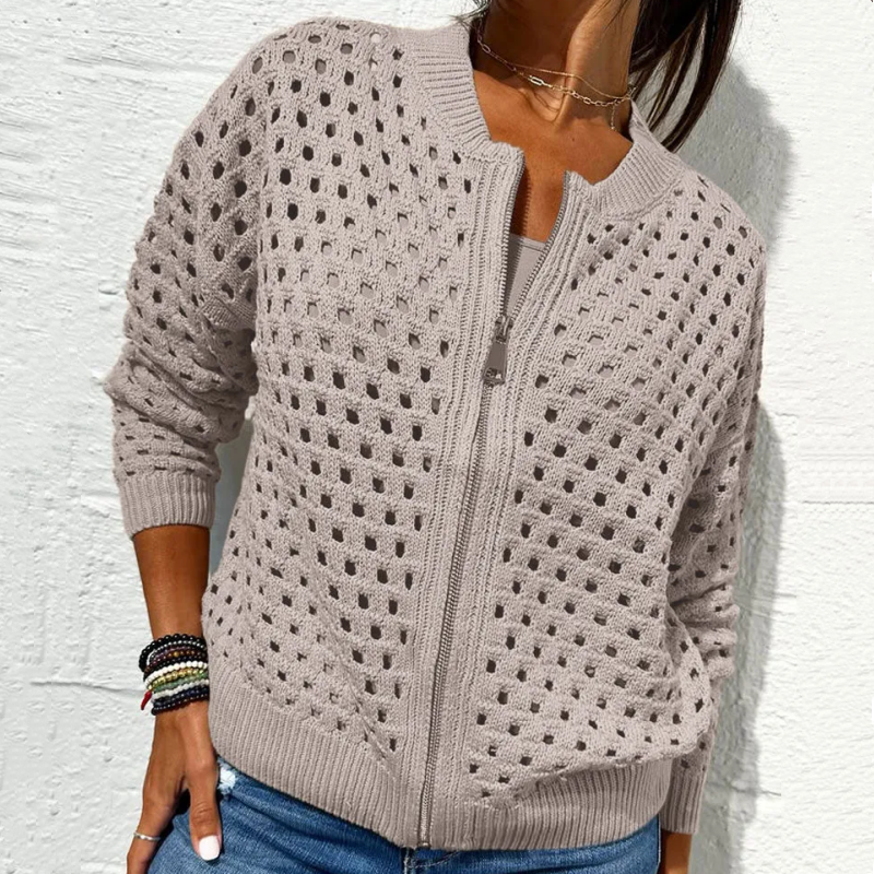 Zipper cardigan with airy structure – Fenja