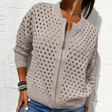 Zipper cardigan with airy structure – Fenja