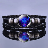 Astrology Charm Leather Bracelet - Adjustable Zodiac Sign Jewelry for Personalized Style