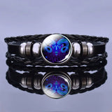 Astrology Charm Leather Bracelet - Adjustable Zodiac Sign Jewelry for Personalized Style