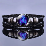Astrology Charm Leather Bracelet - Adjustable Zodiac Sign Jewelry for Personalized Style