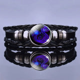 Astrology Charm Leather Bracelet - Adjustable Zodiac Sign Jewelry for Personalized Style