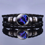 Astrology Charm Leather Bracelet - Adjustable Zodiac Sign Jewelry for Personalized Style