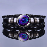 Astrology Charm Leather Bracelet - Adjustable Zodiac Sign Jewelry for Personalized Style