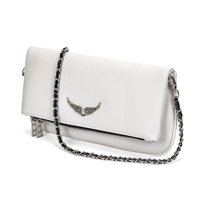 Rhinestone Evening Clutch – Women's, Faux Leather & Detachable Chain Strap